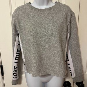 Justice cropped LOVE grey sweatshirt
